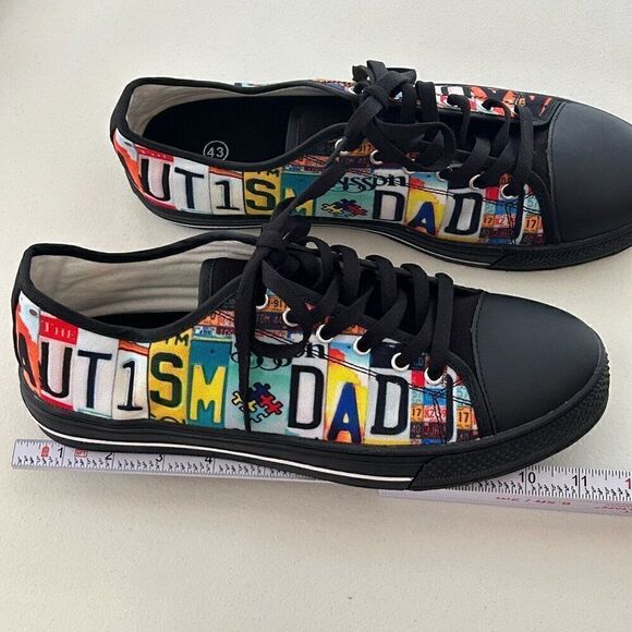 Autism Dad's Custom Shoes Men's Size 10 (43) License Plate Graphic Multi-Color # - Picture 8 of 10